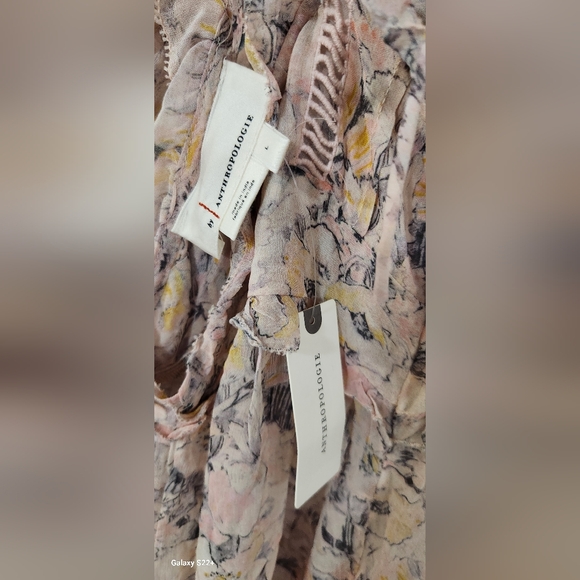 Anthropologie Asymmetrical Floral Dress in Pink and Cream - Picture 11 of 11